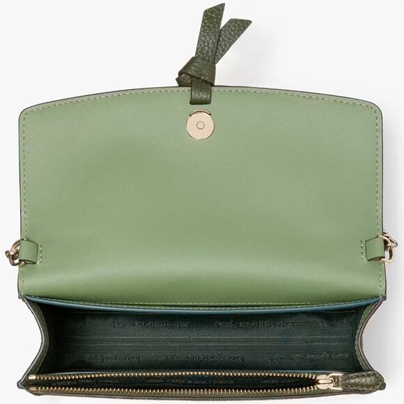 S Kate Spade Knott Flap Crossbody Bag Dark Green Leather Purse K6830 NWT $248 - Picture 8 of 11